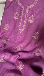 Load image into Gallery viewer, Women's Lakhnavi Handcrafted Chanderi Silk Unstitched Chikankari Full Suit - HONC0345261