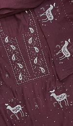 将图像加载到图库查看器中， Maheen  Women&#39;s Lakhnavi Handcrafted Mul Chanderi Semi - Stitched Kurta And Dupatta Set - HONC0214851
