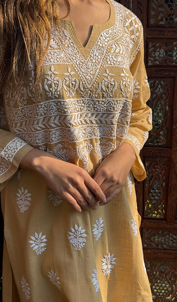 Women's Lucknowi Handcrafted Cotton Chikankari Kurti - HONC0231790