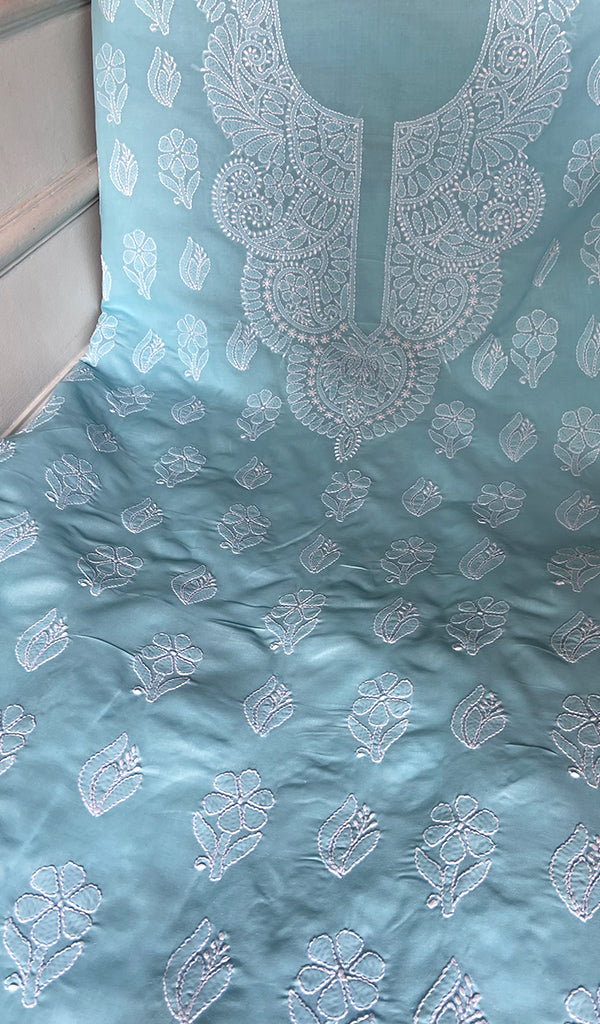Women's Lakhnavi Handcrafted Cotton Unstitched Chikankari Suit Material - HONC0360776