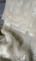 Load image into Gallery viewer, Women&#39;s Lakhnavi Handcrafted Pure Organza Chikankari Unstitched Kurta And Dupatta Set- HONC0307947
