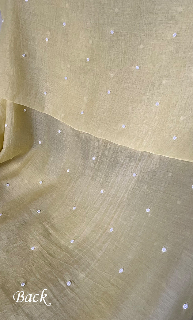 Mor Women's Lakhnavi Handcrafted Mul Chanderi Unstitched Chikankari Full Suit Material - HONC0330320