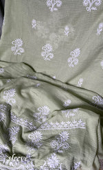 将图像加载到图库查看器中， Women&#39;s Lucknowi Handcrafted Kota Cotton Chikankari Unstitched Kurta And Dupatta Set - HONC0312634
