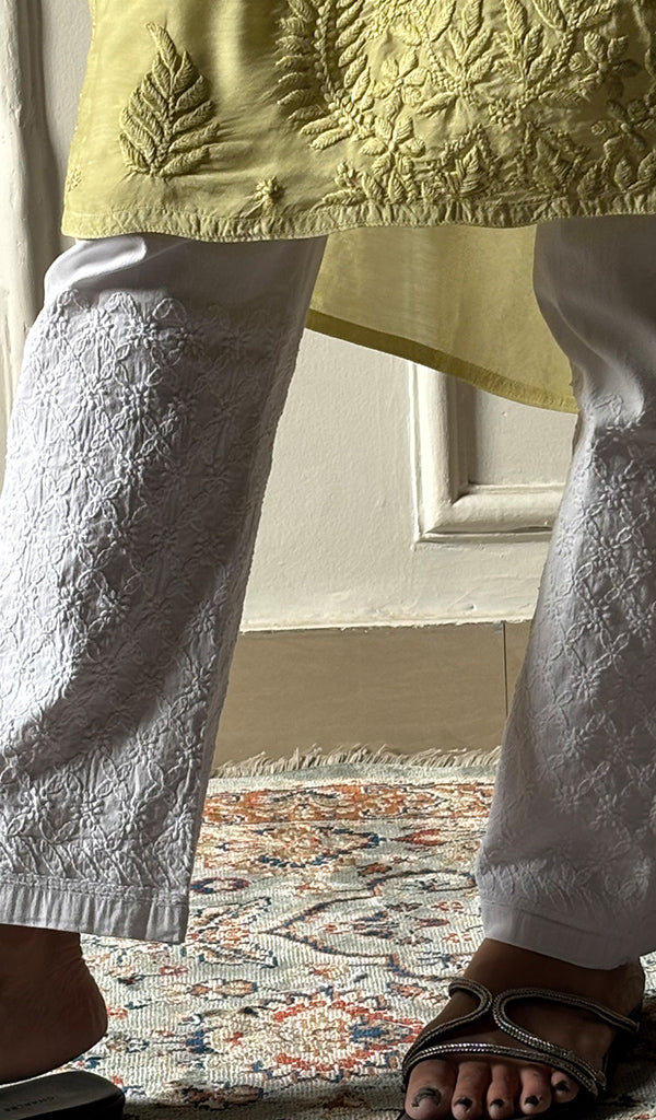 Women's Lucknowi Handcrafted Cotton Chikankari Pant - HONC0346714
