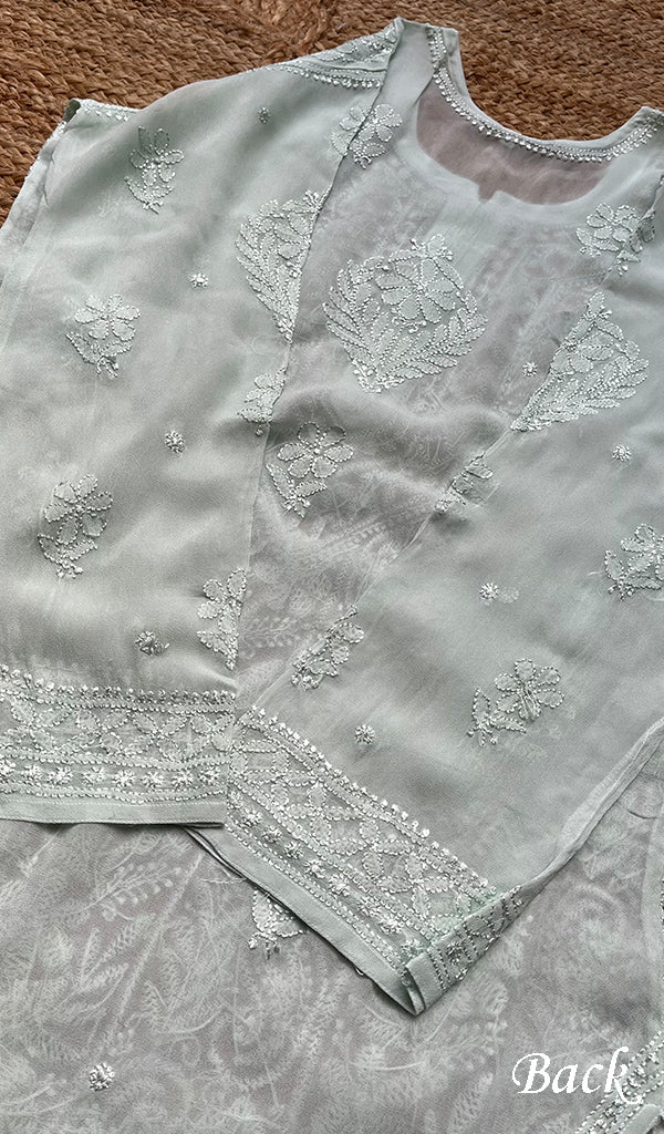 Women's Lakhnavi Handcrafted Viscose Georgette Chikankari Kurti - HONC0276130