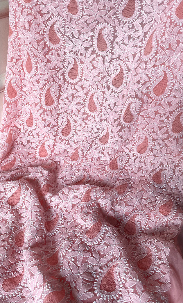 Women's Lucknowi Handcrafted Faux-Georgette Chikankari Suit Material - HONC0318470