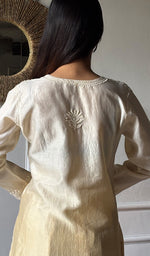 Load image into Gallery viewer, Women's Lakhnavi Handcrafted Chanderi Silk Chikankari Top And Pant Set - HONC0360731