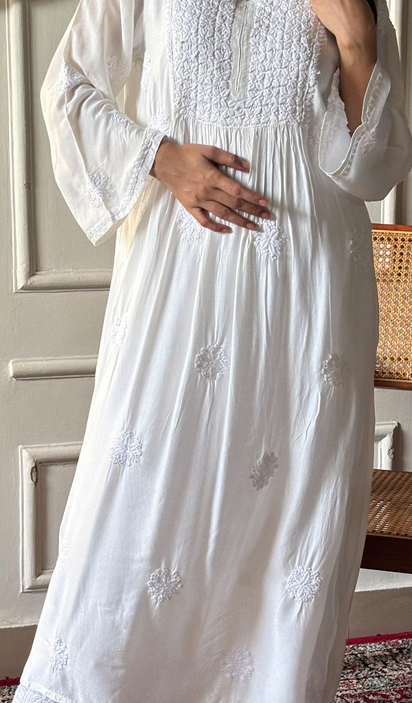 Women's Lucknowi Handcrafted Modal Cotton  Chikankari Kurti - HONC0151549