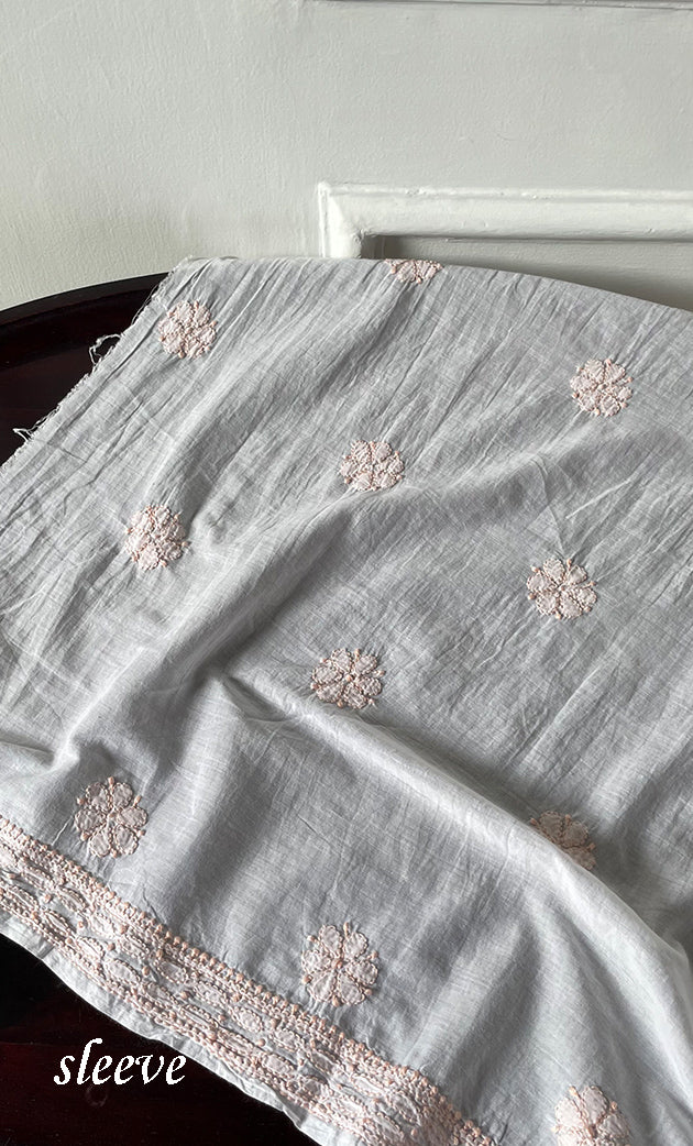 Women's Lakhnavi Handcrafted Cotton Chikankari Unstitched Kurti Fabric - HONC0318053