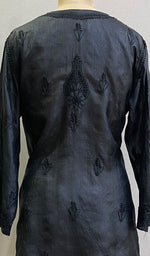 Load image into Gallery viewer, Women&#39;s Lakhnavi Handcrafted Silk Chikankari Top - HONC0176265
