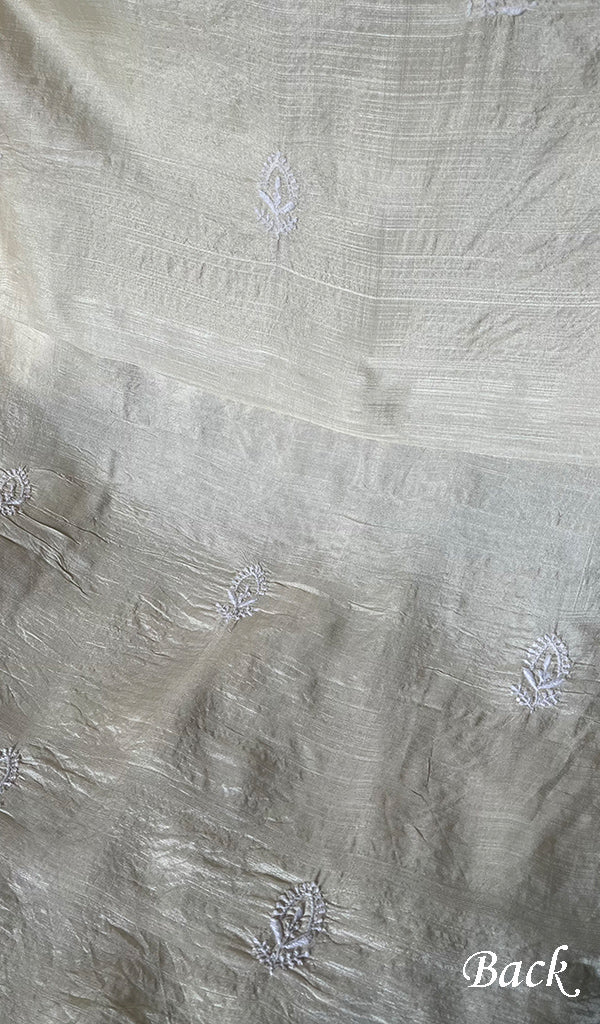 Women's Lakhnavi Handcrafted Tussar Silk Chikankari Kurta And Dupatta Set - HONC0262815