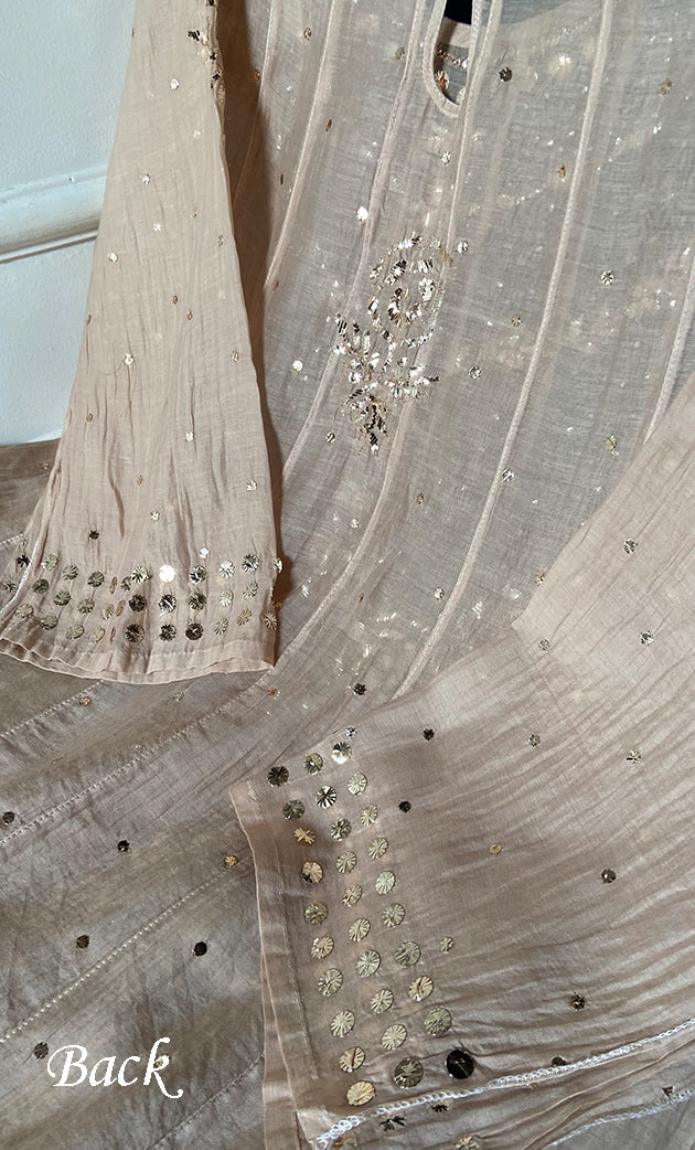 Women's Lakhnavi Handcrafted Mul Chanderi Semi - Stitched Anarkali And Dupatta Set - HONC0339439