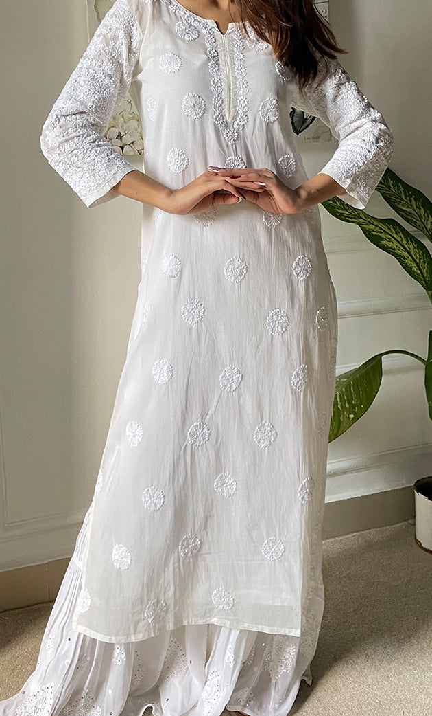 Women's Lucknowi Handcrafted Cotton Chikankari Kurti - HONC0303057