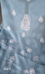 将图像加载到图库查看器中， Women&#39;s Lakhnavi Handcrafted Unstitched Faux-Georgette Chikankari Suit Material - HONC0263066
