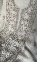 将图像加载到图库查看器中， Saanvi Women's Lakhnavi Handcrafted Mul Chanderi Unstitched Kurta And Dupatta Set- HONC0337747