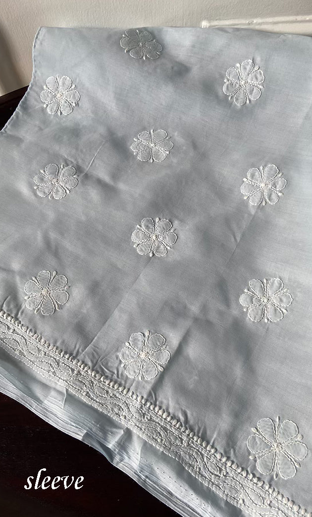 Women's Lakhnavi Handcrafted Cotton Chikankari Unstitched Kurti Fabric - HONC0318477