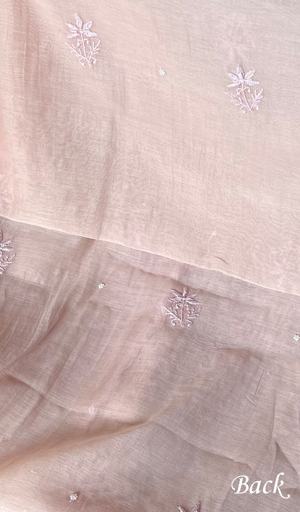 Women's Lakhnavi Handcrafted Mul Chanderi Chikankari Full Suit Material - HONC0279291