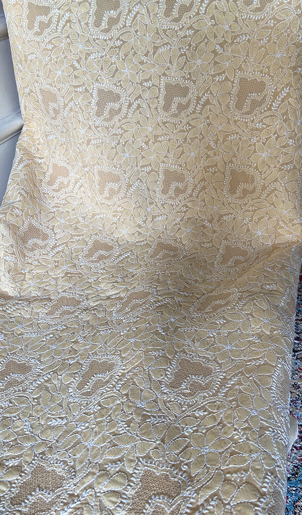 Women's Lakhnavi Handcrafted Cotton Unstitched Chikankari Suit Material - HONC0354998