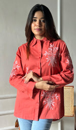 Load image into Gallery viewer, Women&#39;s Lucknowi Handcrafted Slub Cotton Chikankari Top - HONC0299146
