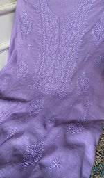 Load image into Gallery viewer, Women's Lakhnavi Handcrafted Mul Chanderi Unstitched Chikankari Full Suit Material - HONC0328125