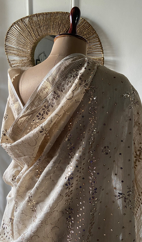 Women's Lakhnavi Handcrafted Munga Silk Chikankari Saree - HONC0353050