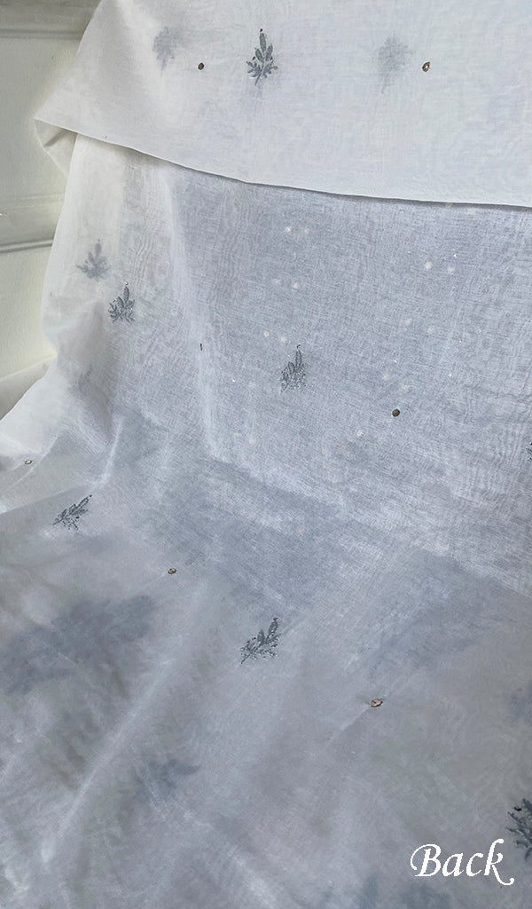 Women's Lakhnavi Handcrafted Mul Chanderi Unstitched Kurta And Dupatta Set - HONC0267142