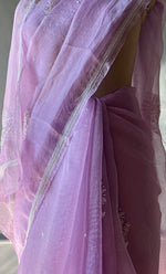 Load image into Gallery viewer, Amna Women&#39;s Lucknowi Handcrafted Pure Organza Silk Chikankari Saree - HONC0297170
