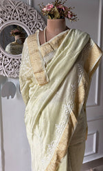 将图像加载到图库查看器中， Women&#39;s Lakhnavi Handcrafted Chanderi Silk  Chikankari Saree - HONC0312053
