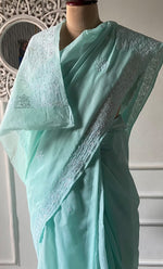 Load image into Gallery viewer, Women's Lakhnavi Handcrafted Cotton Chikankari Saree - HONC0317286