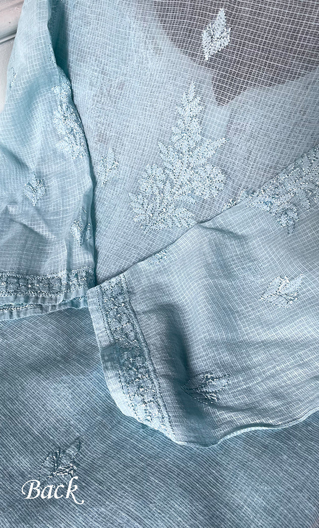 Women's Lakhnavi Handcrafted Kota Cotton Semi - Stitched Kurta And Dupatta Set- HONC0314208