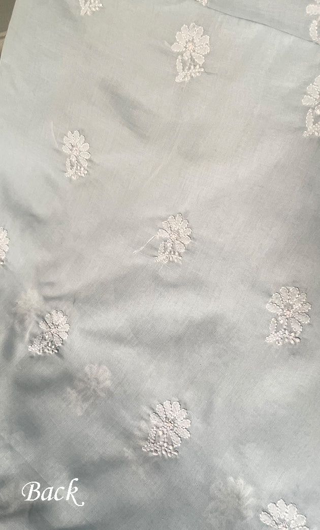 Women's Lakhnavi Handcrafted Unstitched Cotton Chikankari Suit Material - HONC0320307