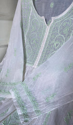 Load image into Gallery viewer, Women's Lakhnavi Handcrafted Mul Chanderi Semi - Stitched Kurta And Dupatta Set - HONC0294982