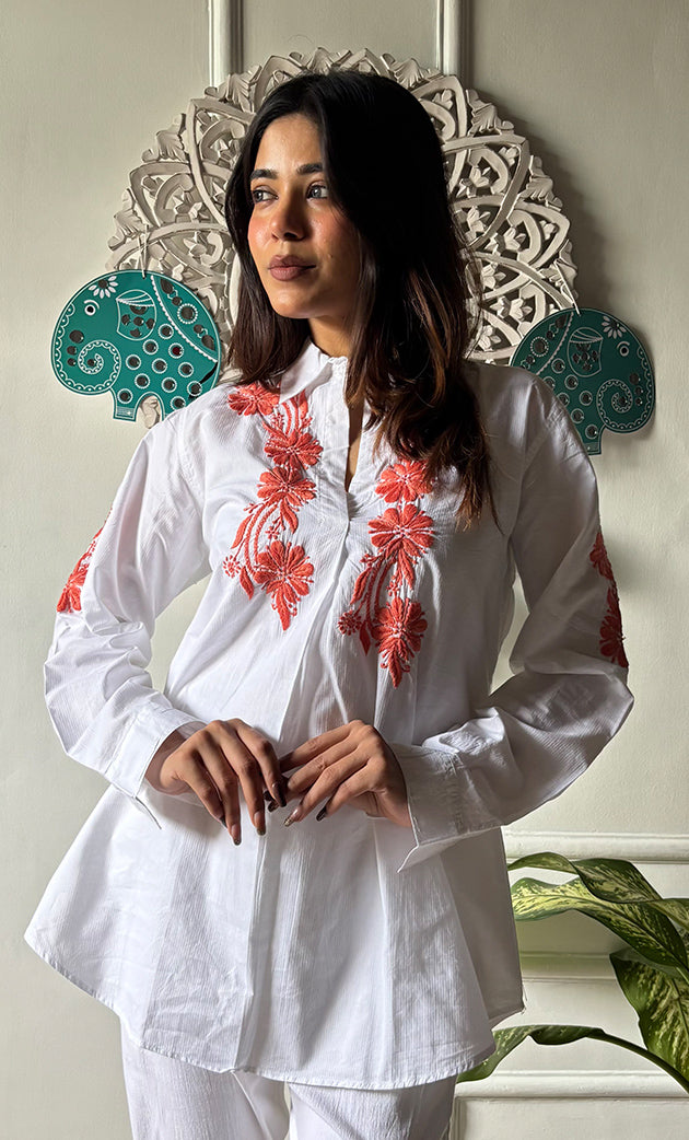 Women's Lakhnavi Handcrafted Cotton Chikankari Top - HONC0313748