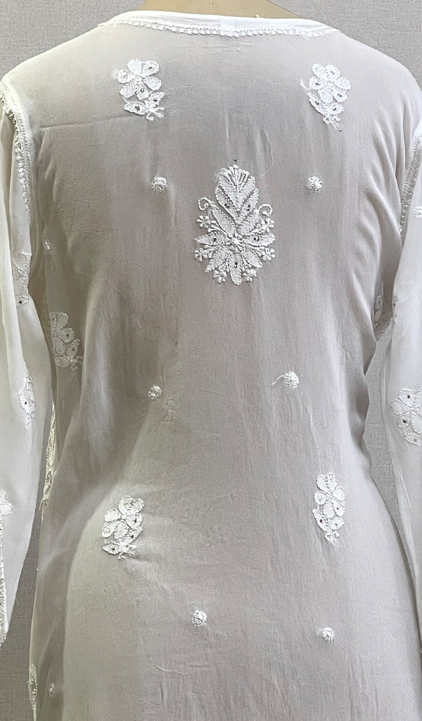 Women's Lakhnavi Handcrafted Viscose Georgette Chikankari Kurti - HONC0204858