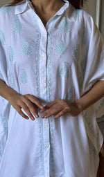 Load image into Gallery viewer, Women&#39;s Lakhnavi Handcrafted Modal Cotton Chikankari Short Kaftan - HONC0283096
