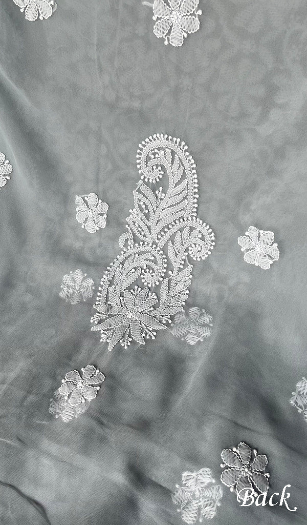 Women's Lucknowi Handcrafted Faux-Georgette Chikankari Suit Material - HONC0274394