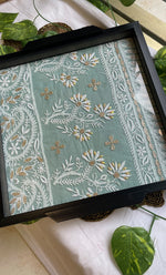 Load image into Gallery viewer, Handcrafted Chikankari Embroidered Wooden Coaster Set – (Set of 4) - HONC0313520
