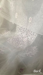 Load image into Gallery viewer, Women's Lakhnavi Handcrafted Pure Organza Chikankari Unstitched Kurta And Dupatta Set- HONC0307961