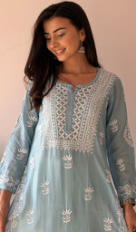 将图像加载到图库查看器中， Jiya Women's Lakhnavi Handcrafted Muslin Chikankari Kurti - HONC0367684