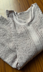Load image into Gallery viewer, Safiya Women&#39;s Lakhnavi Handcrafted Viscose Georgette Chikankari Kurti - HONC0300295
