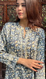 Load image into Gallery viewer, Women&#39;s Lakhnavi Handcrafted Cotton Chikankari Kurta And Palazzo Set - HONC0250018
