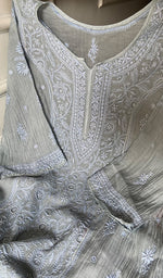 将图像加载到图库查看器中， Women's Lakhnavi Handcrafted Mul Chanderi Semi - Stitched Kurta And Dupatta Set - HONC0359797