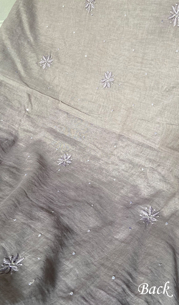 Women's Lakhnavi Handcrafted Mul Chanderi Unstitched Chikankari Full Suit Material - HONC0328104