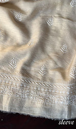 Load image into Gallery viewer, Lucknowi Handcrafted Munga Silk Chikankari Unstitched Men&#39;s Kurta Fabric - HONC0261600

