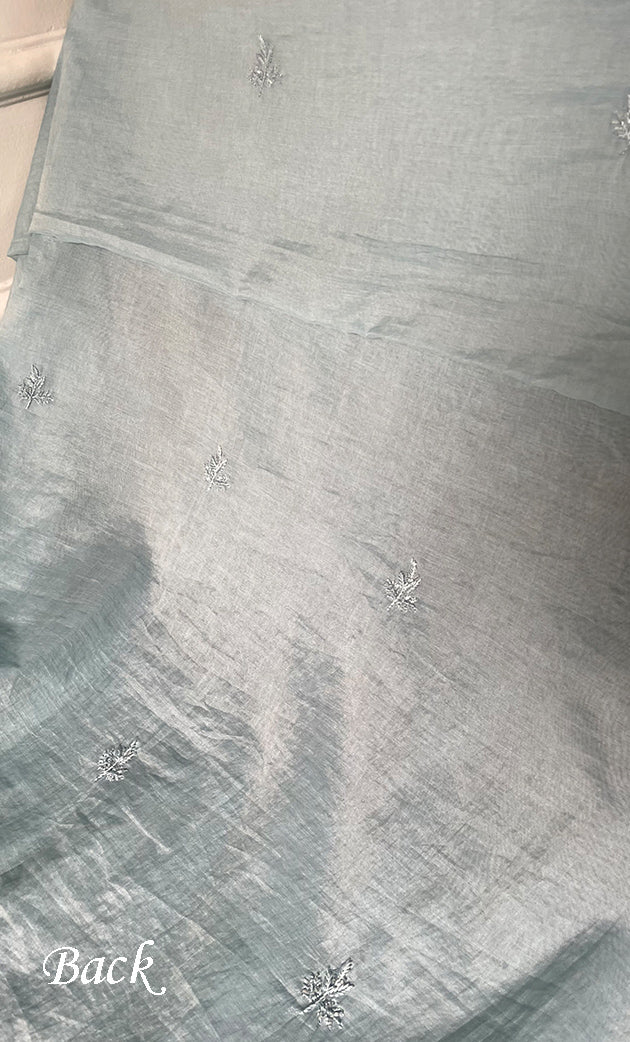 Women's Lakhnavi Handcrafted Mul Chanderi Unstitched Chikankari Full Suit Material - HONC0314656