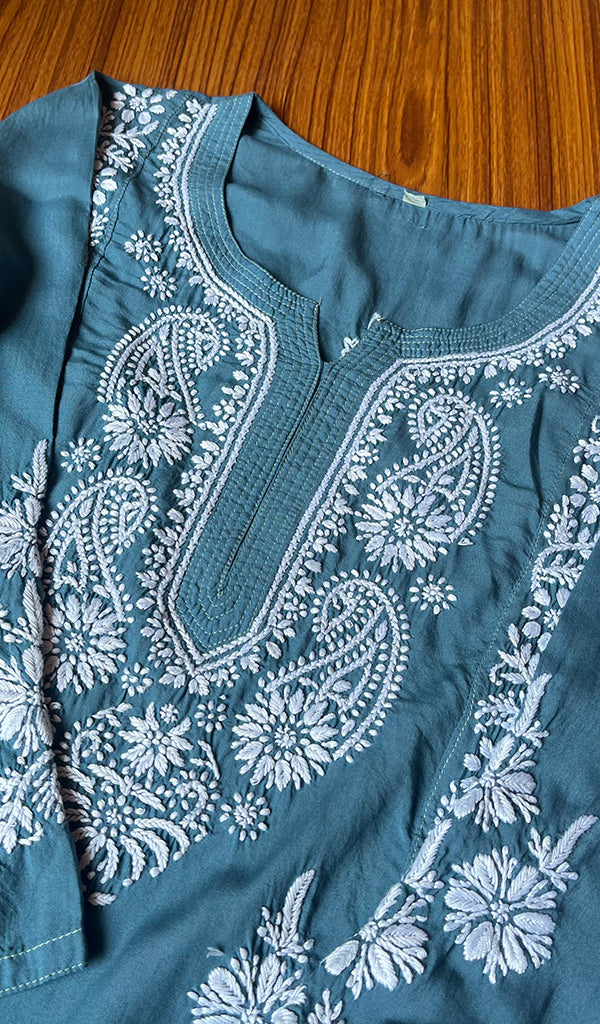 Women's Lucknowi Handcrafted Modal Cotton Chikankari Kurti - HONC0301029