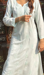 Load image into Gallery viewer, Women&#39;s Lucknowi Handcrafted Muslin Chikankari Kurti - HONC0209084
