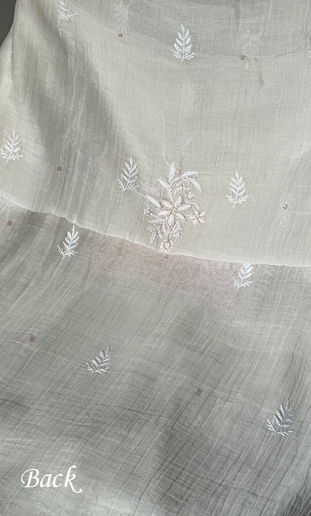 Women's Lakhnavi Handcrafted Mul Chanderi Unstitched Kurta And Dupatta Set- HONC0313320