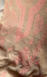 Women's Lakhnavi Handcrafted Mul Chanderi Unstitched Chikankari Full Suit Material - HONC0326121
