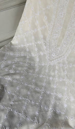 Load image into Gallery viewer, Lucknowi Handcrafted Pure Silk Georgette Chikankari Unstitched Men's Kurta Fabric - HONC0333625